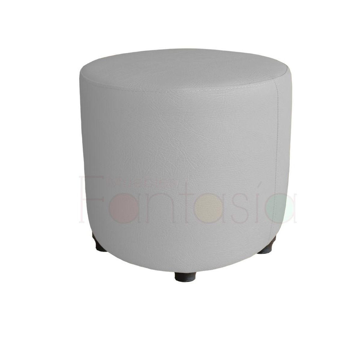 MUEBLES FANTASIA - Puff redondo Cuerotex Blanco Muebles Fantasía