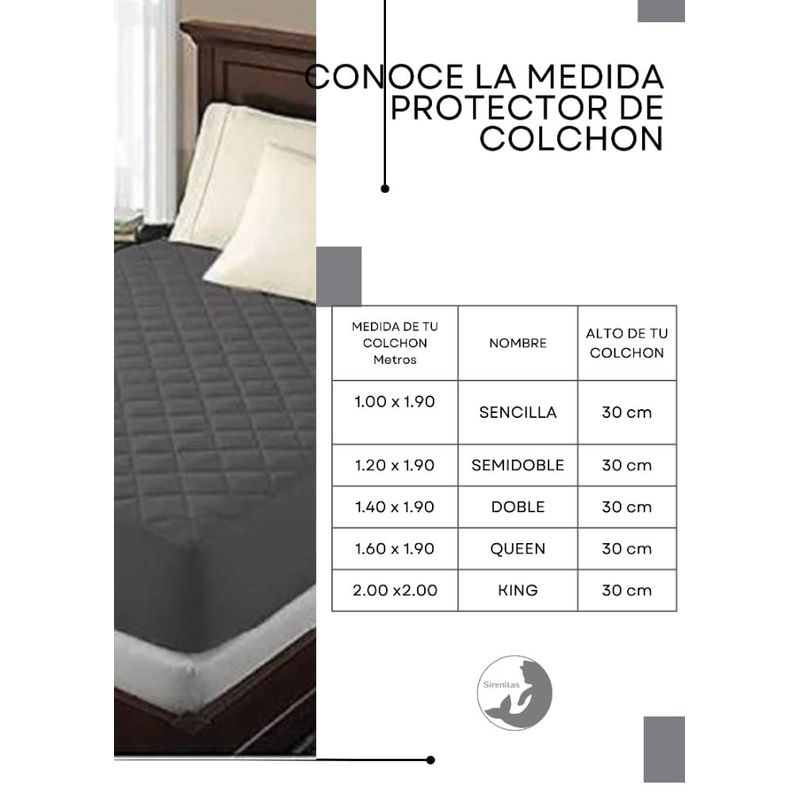 SIRENITAS - Protector de colchón Ajustable acolchonado Cama Semidoble Gris