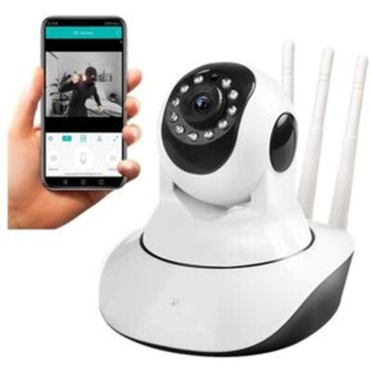 GENERICO - Camara robotica de seguridad wifi 3 antenas vision nocturna