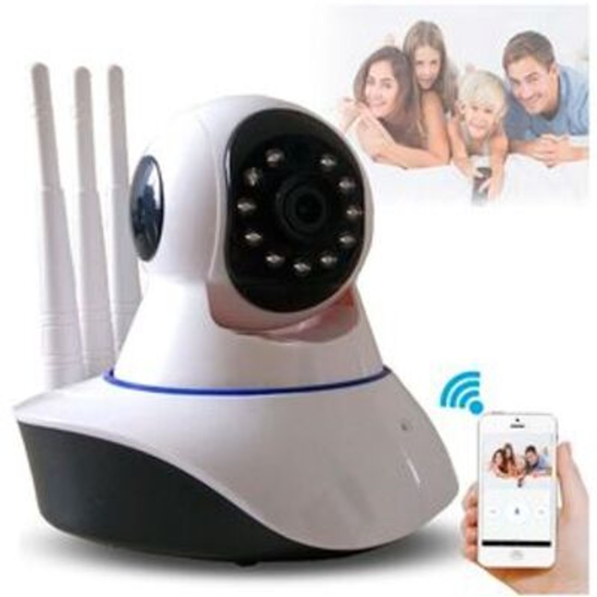 GENERICO - Camara robotica de seguridad wifi 3 antenas vision nocturna