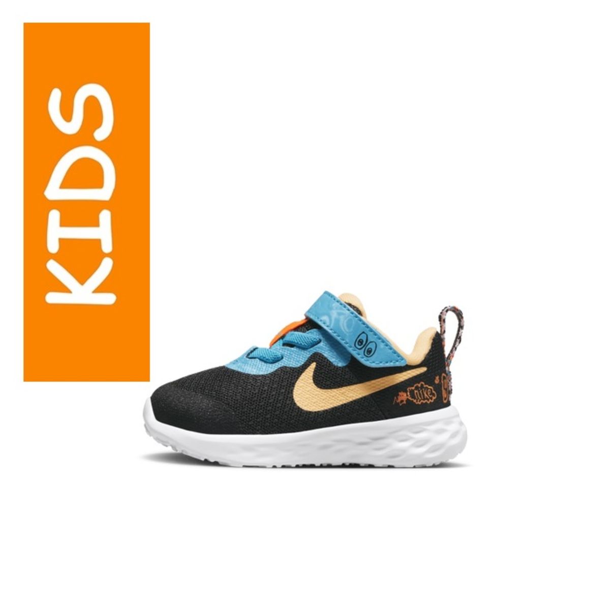 NIKE - Tenis Nike Bebé Revolution 6 Lil TDV FB2719-001 Negro