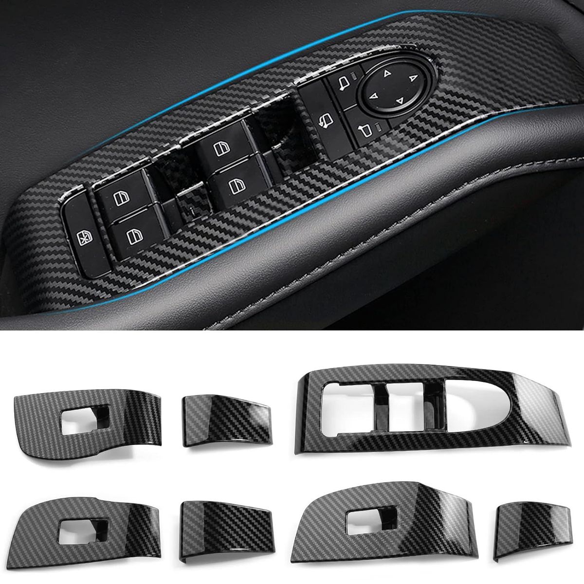 GENERICO - accesorios mazda 3 cubierta botonera fibra carbon mod. 2020+