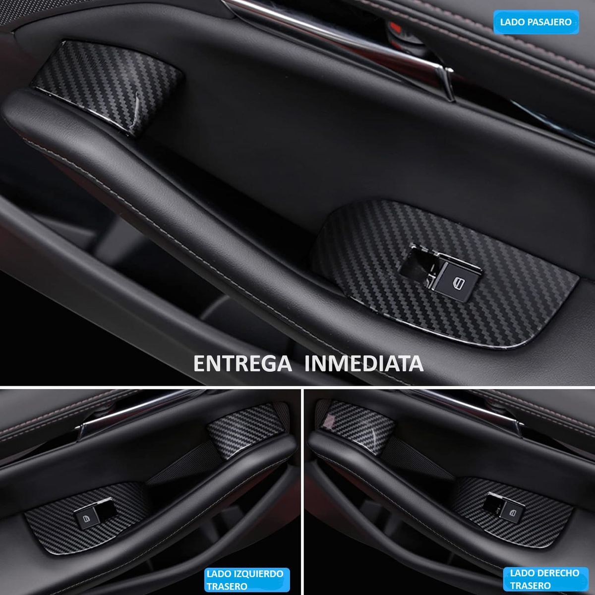 GENERICO - accesorios mazda 3 cubierta botonera fibra carbon mod. 2020+