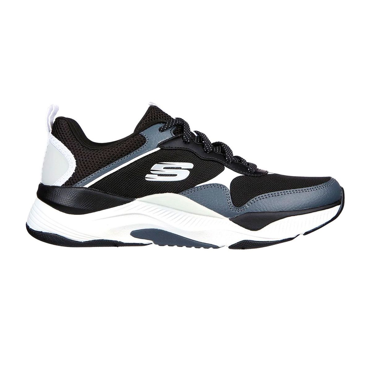 SKECHERS - TENIS SKECHERS NEGRO PARA DAMA SK MIRA BLACK WHITE 149881BKW