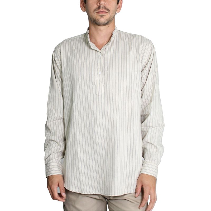 ARANZAZU - Camisa Cuello Mao Rayas Lino-Algodón Aranzazu