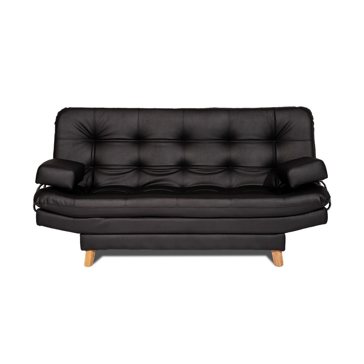 ARMONIA HOME - Sofá Cama Valencia Sintético Negro 3 PTOS 180x84x85 + Puff