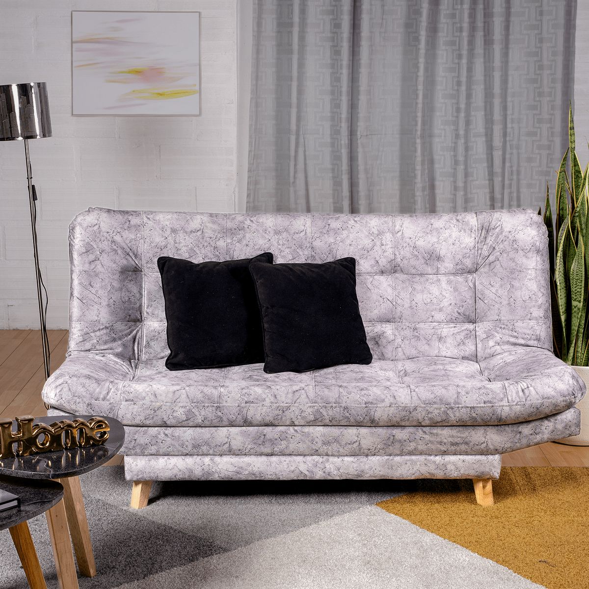 ARMONIA HOME - Sofá Cama Valencia Marmol Plata 3 PTOS 180x84x85 + Cojines