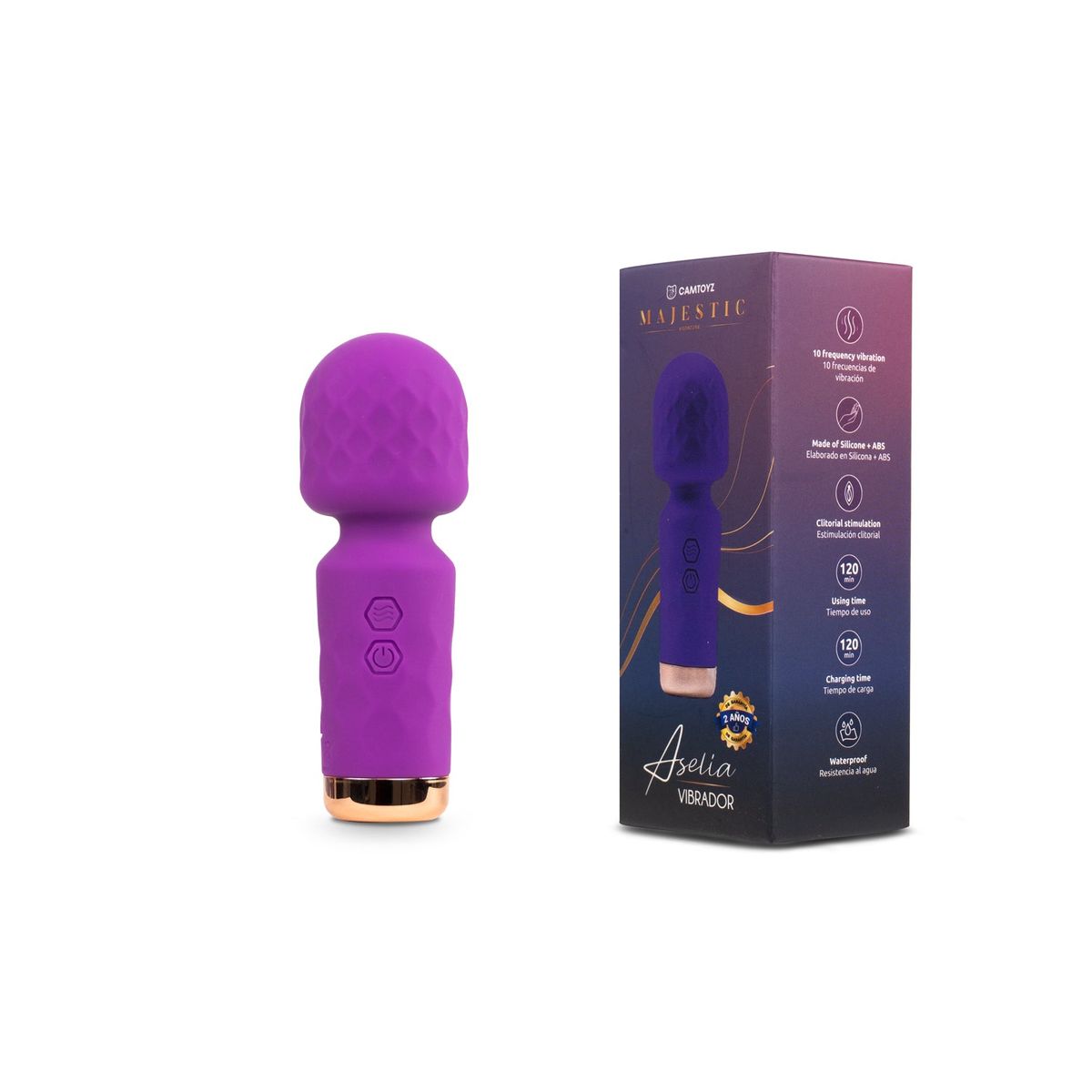 GENERICO - Vibrador Aselia CamToyz – Tipo Hitachi, 10 Modos + 6 Velocidades, Silicona Premium