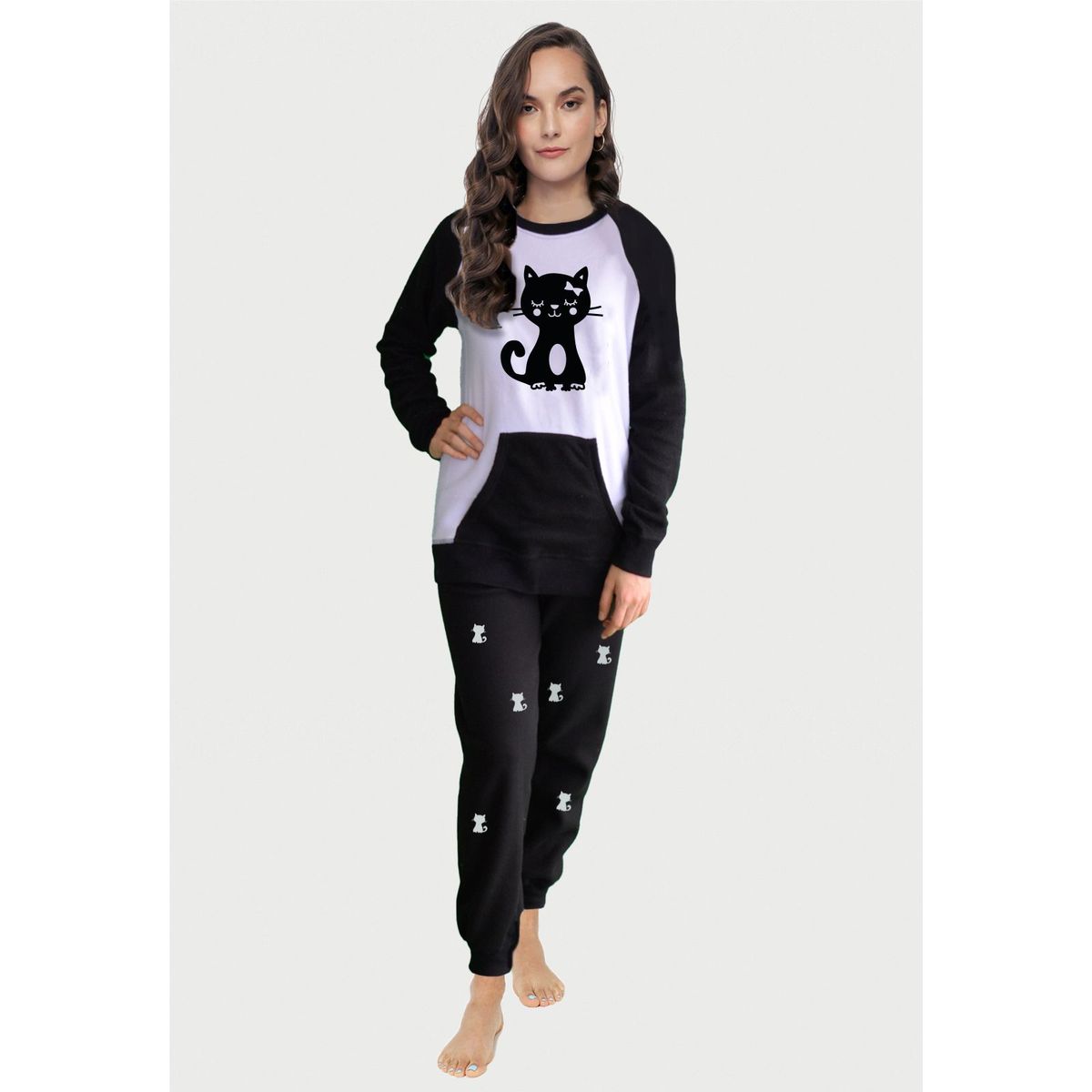 ARCTIC FOX - Pijama para Mujer Negra Gata Negra