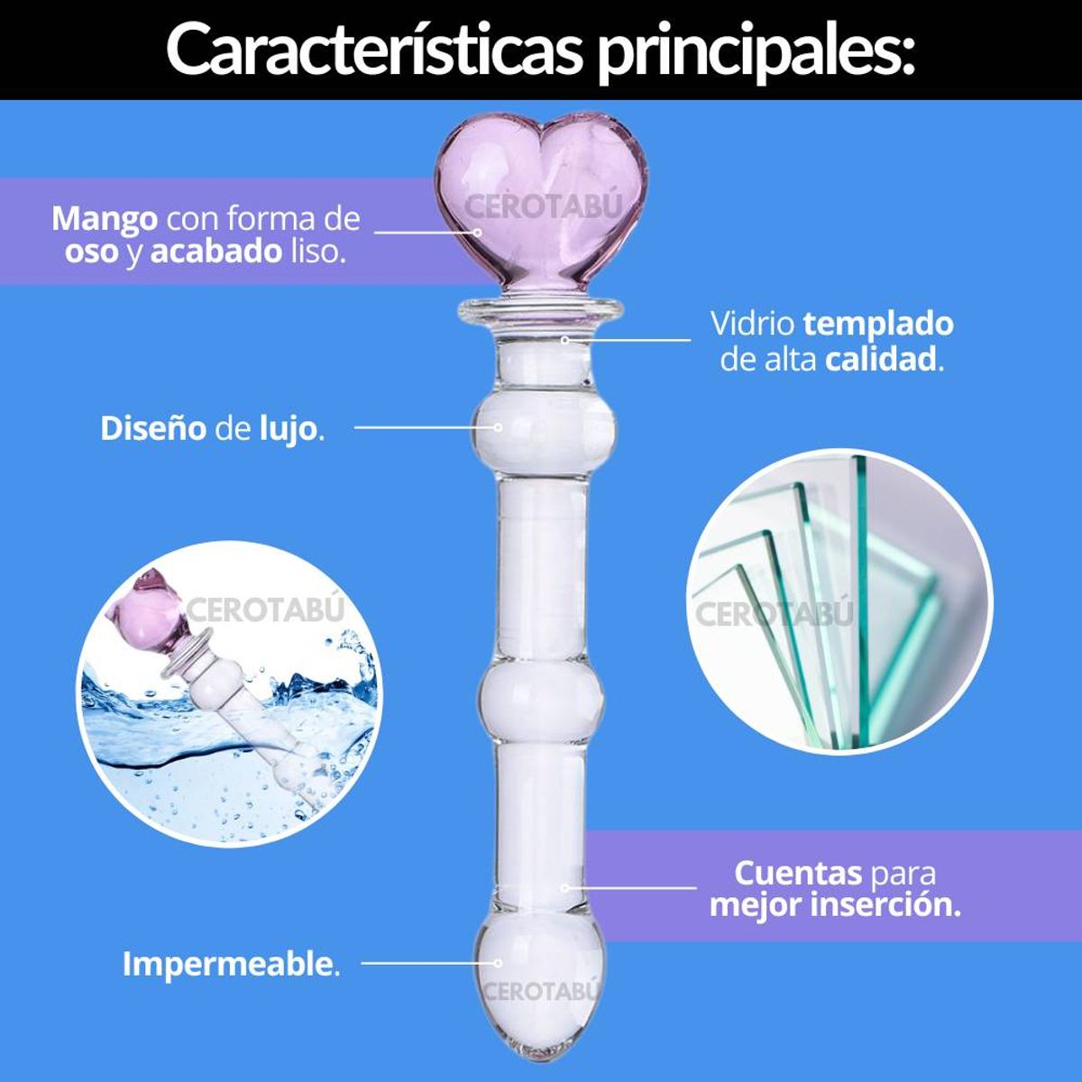 GENERICO - Dildo Consolador En Vidrio Estimulación Anal Vaginal