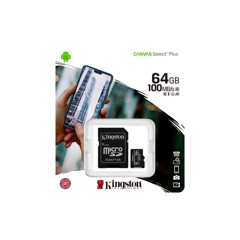 KINGSTON - Memoria Micro SD Kingstong 64GB  100MB/S