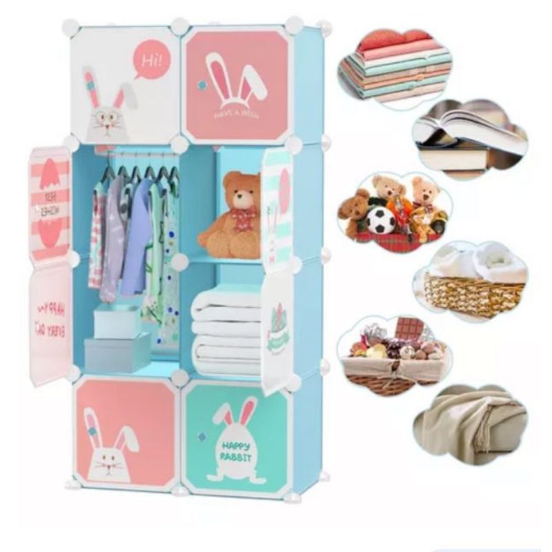 GENERICO - Armario Closet De Niños Multifuncional Grande Infantil Rosado