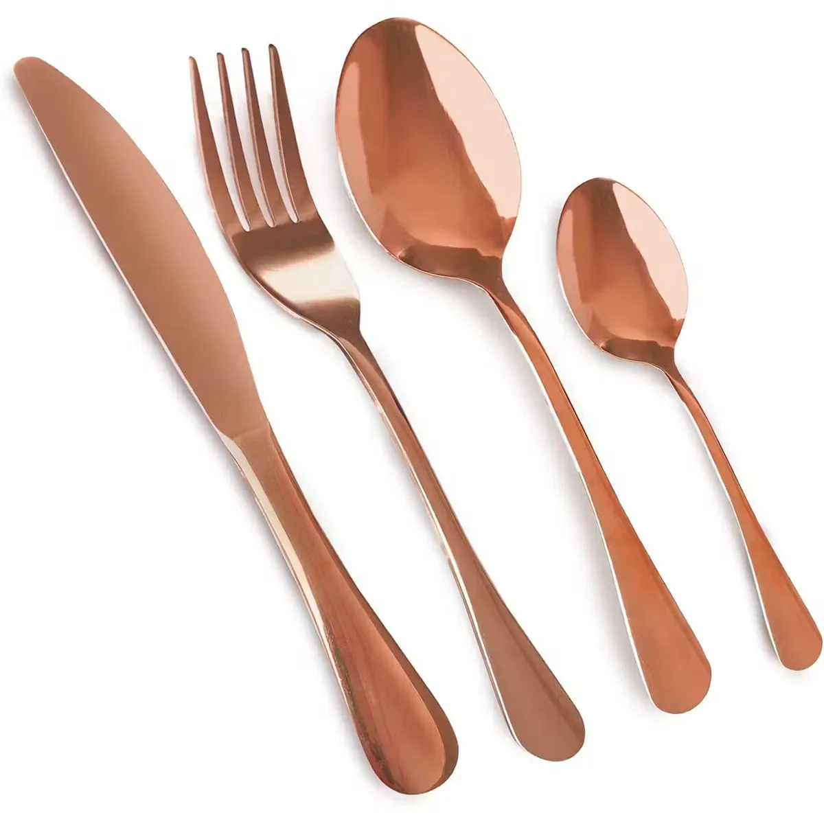 ONE PIXEL - Juego de Cubiertos Set 24 Piezas Acero Inoxidable Palo Rosa