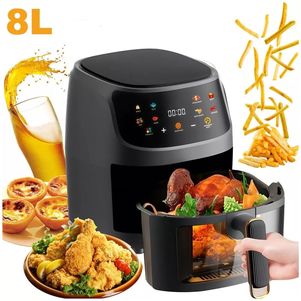 ONE PIXEL - Freidora de Aire Air Fryer 8L21 1800WONE PIXEL