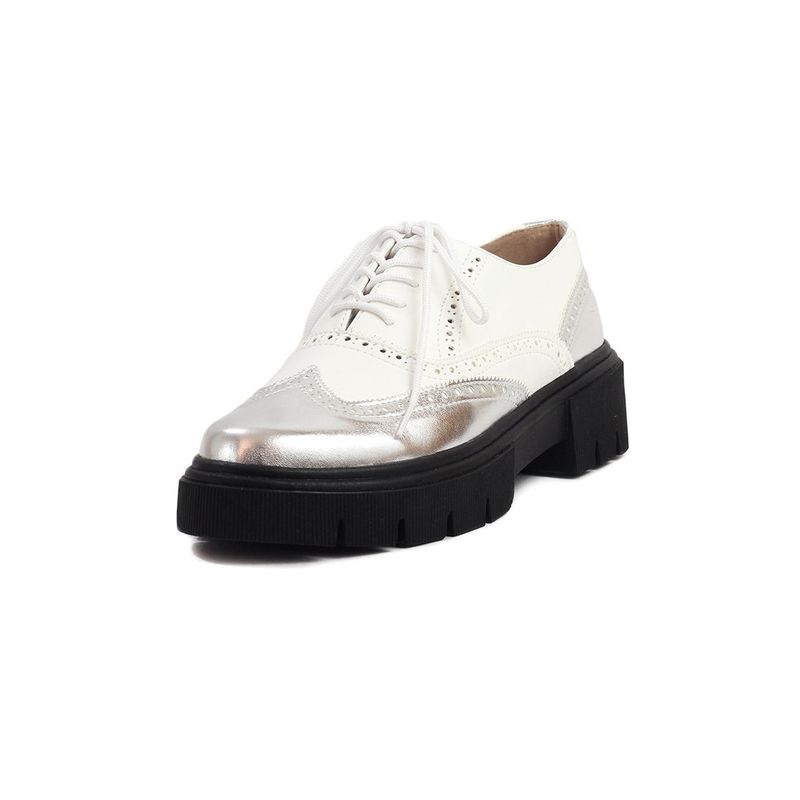 BALLERINA - Zapatos Oxford Blanco x Plateado Ballerinas Marlos