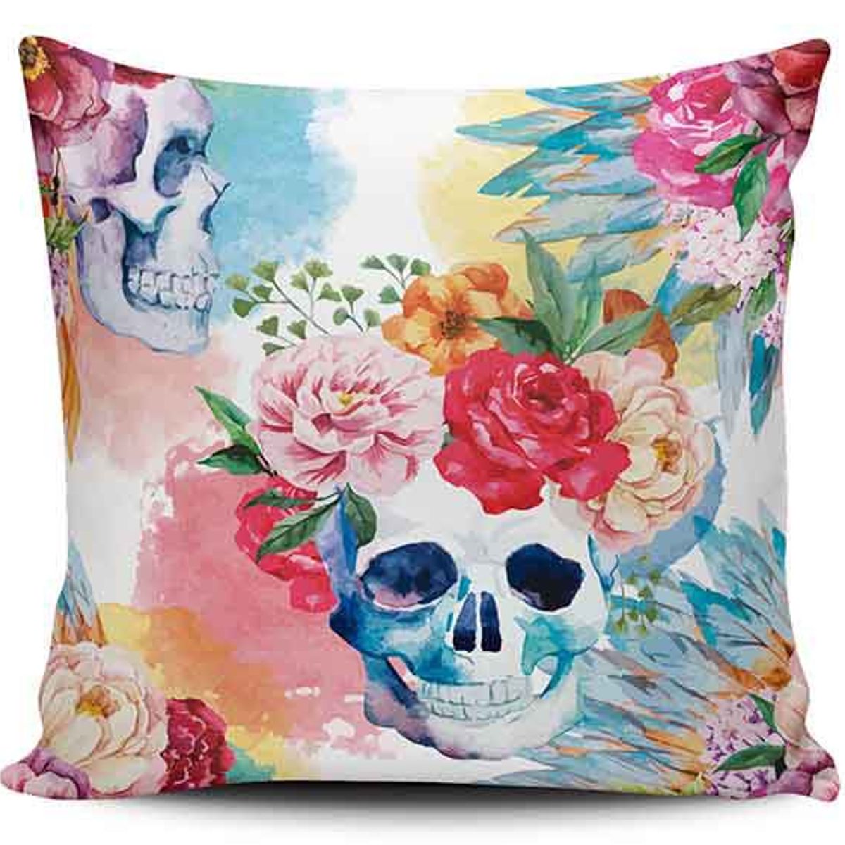 TAYRONA STORE - Funda Cojin Sin Relleno Calavera Con Rosas 05