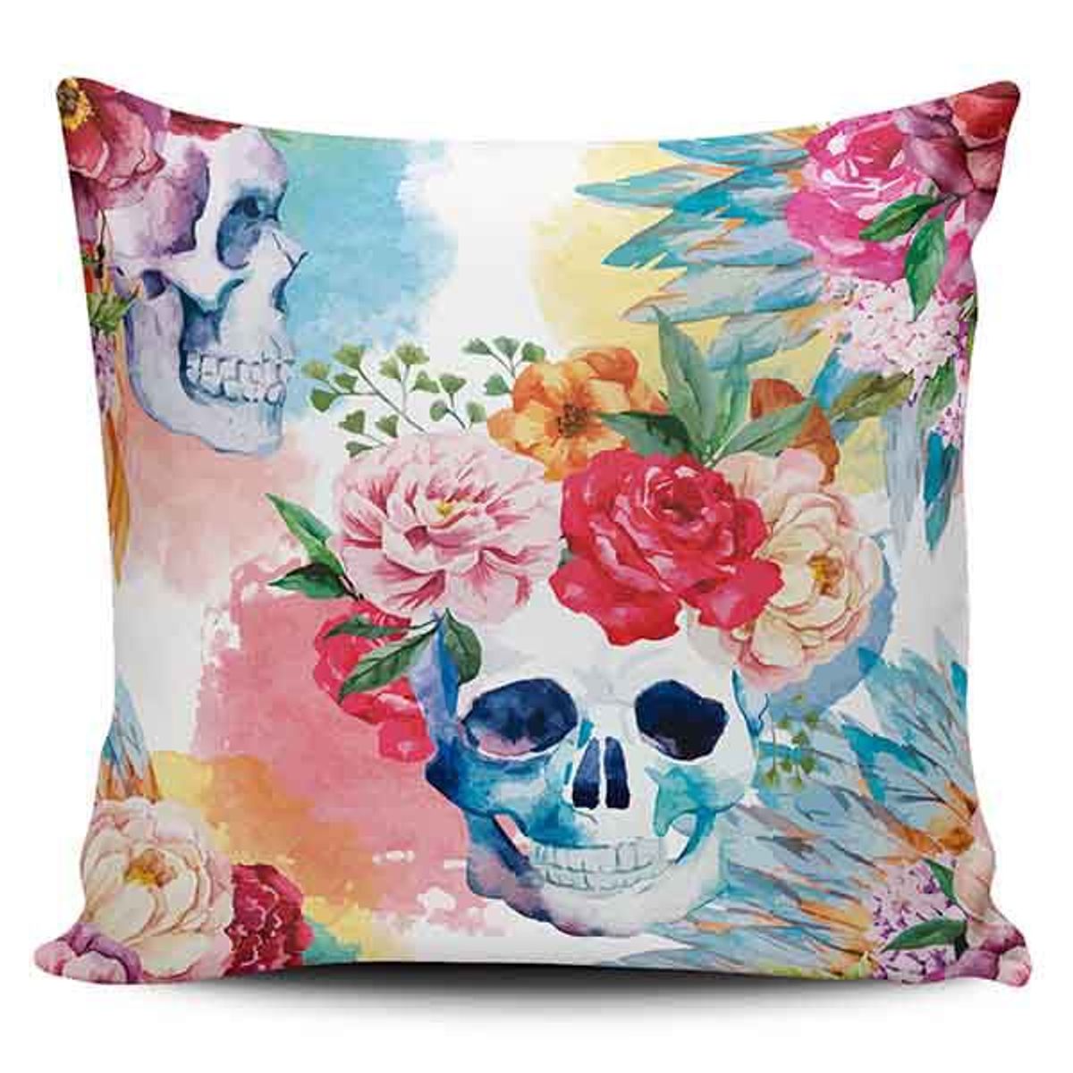 TAYRONA STORE - Funda Cojin Sin Relleno Calavera Con Rosas 05