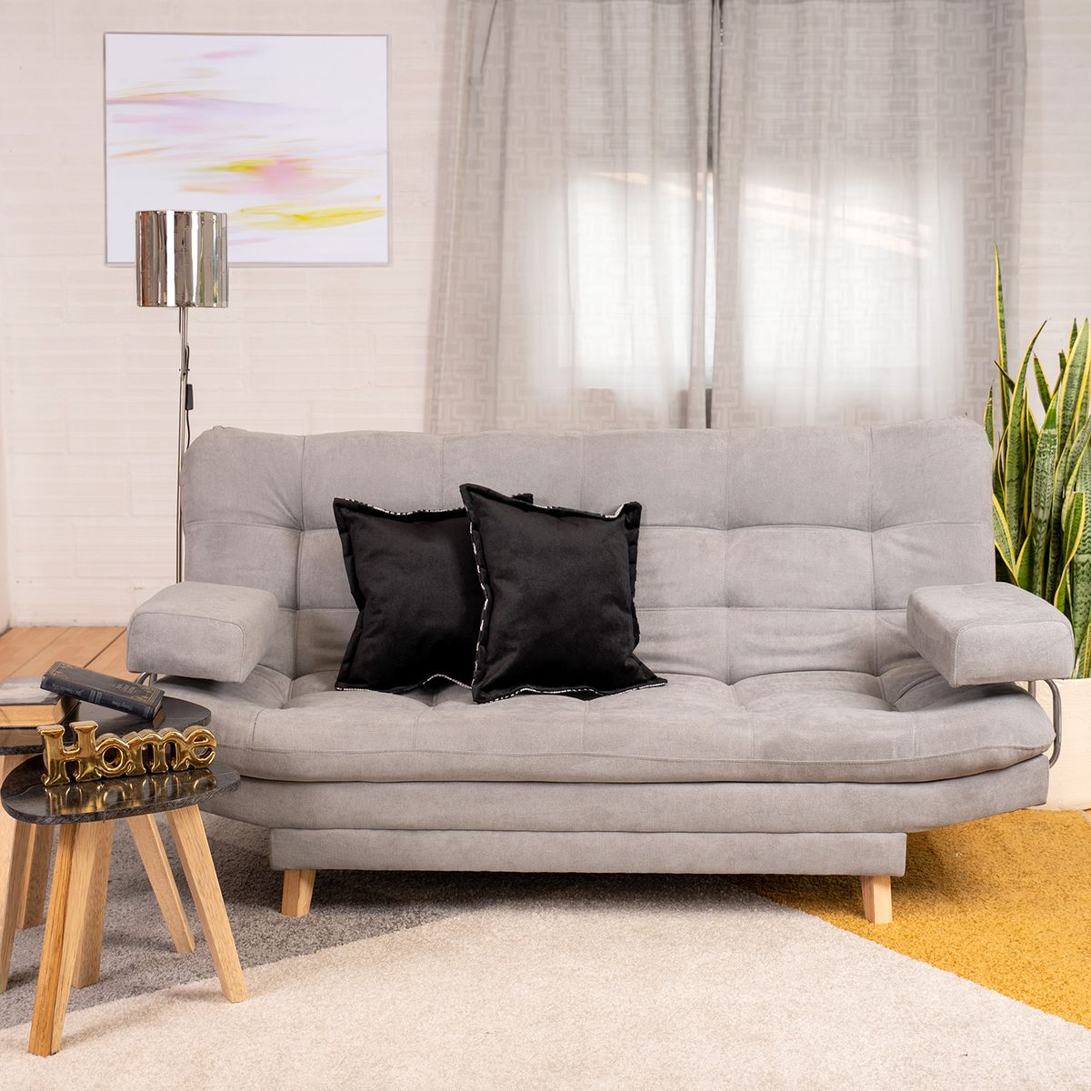ARMONIA HOME - Sofá Cama Valencia Plata 3 PTOS 180x84x85