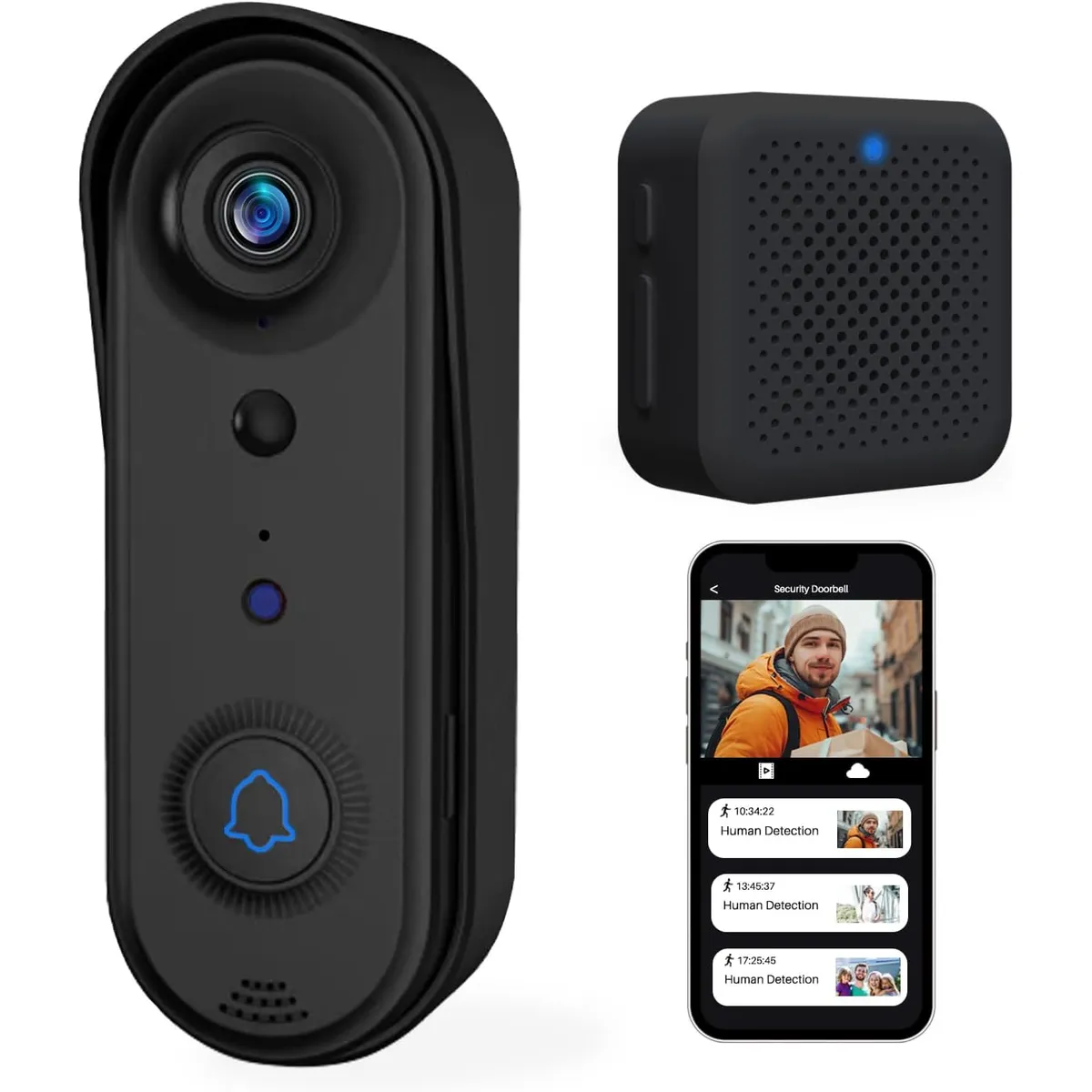 GENERICO - Timbre Inalámbrico Smart Con Cámara Wifi 1080P FHD Batería Recargable