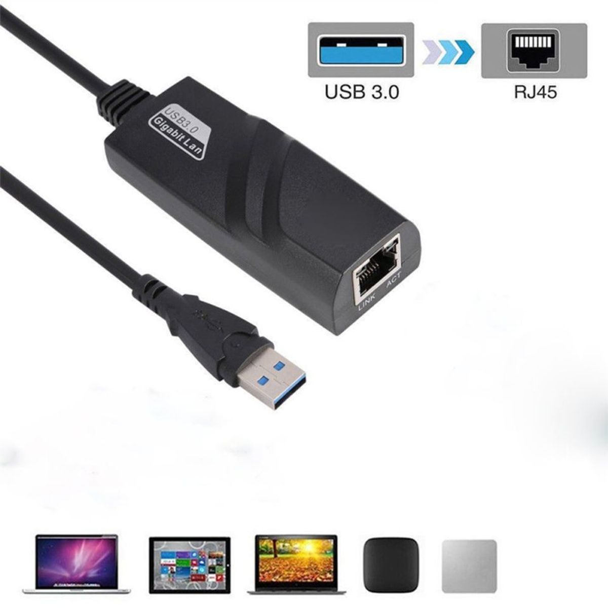 GENERICO - Adaptador Convertidor Usb 3.0 A Rj45 Lan Gigabit 10/100/1000