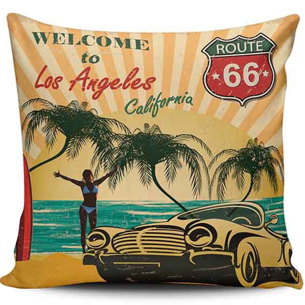 TAYRONA STORE - Funda Cojin Sin Relleno Los Ángeles California Vintage