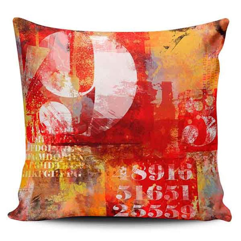 TAYRONA STORE - Funda Cojin Sin Relleno Abstracto 55 Números Naranja