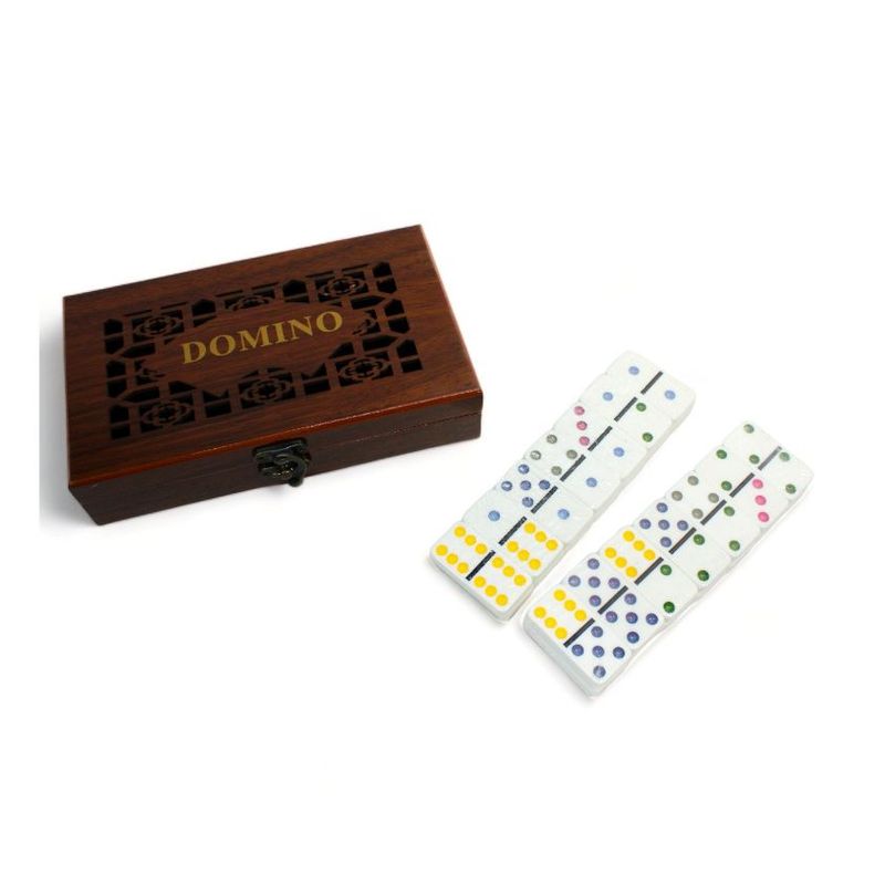 SWISSHOME DR HOFFMAN - SET DE DOMINO CON CAJA DE LUJO EN MADERA  BROCHE METALICO