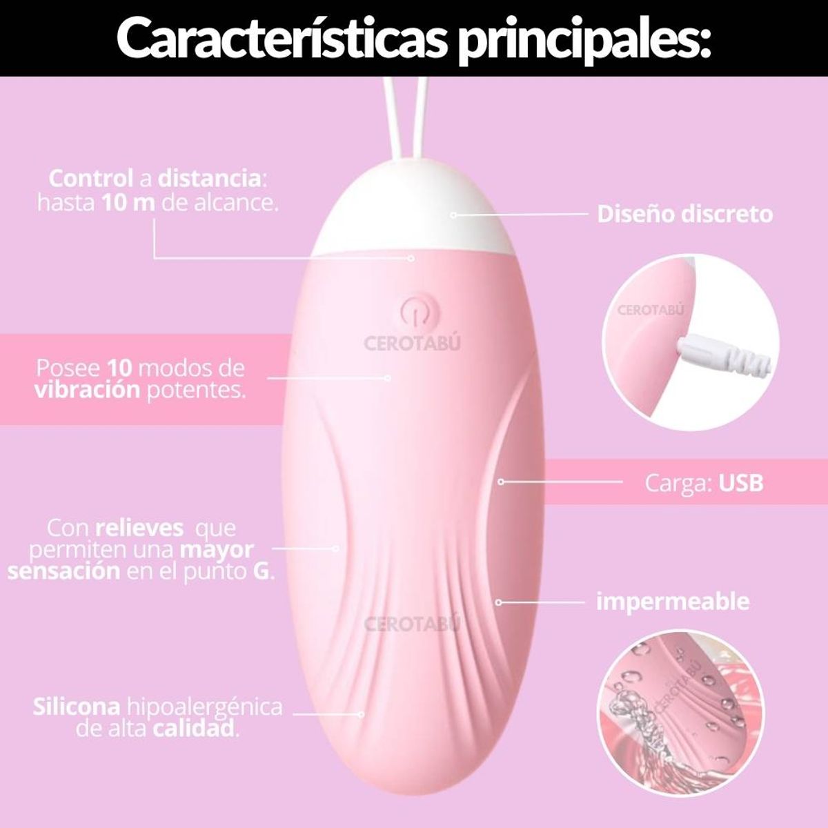 LILO - Huevo Vibrador Consolador A Control Con Textura