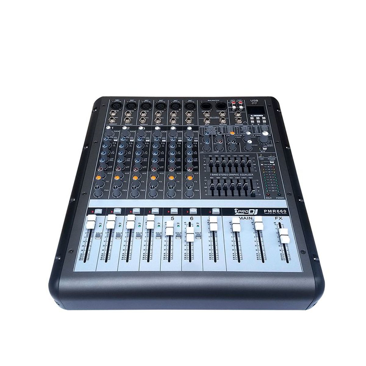 PRO DJ - Consola amplfiicada  760W 6 canales PRO DJ PMR660 Negro