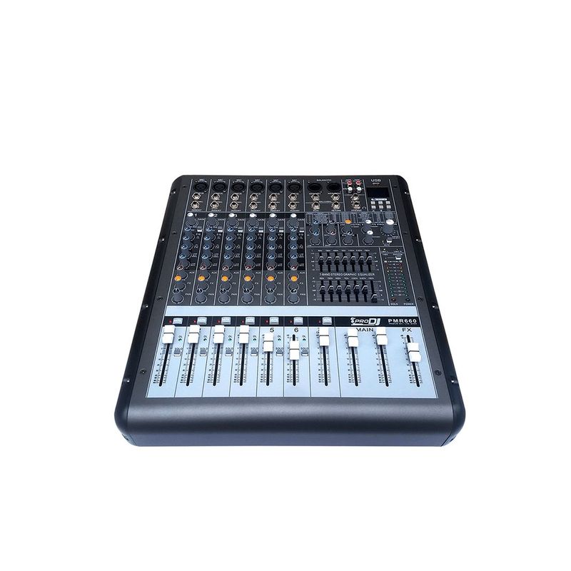 PRO DJ - Consola amplfiicada  760W 6 canales PRO DJ PMR660 Negro