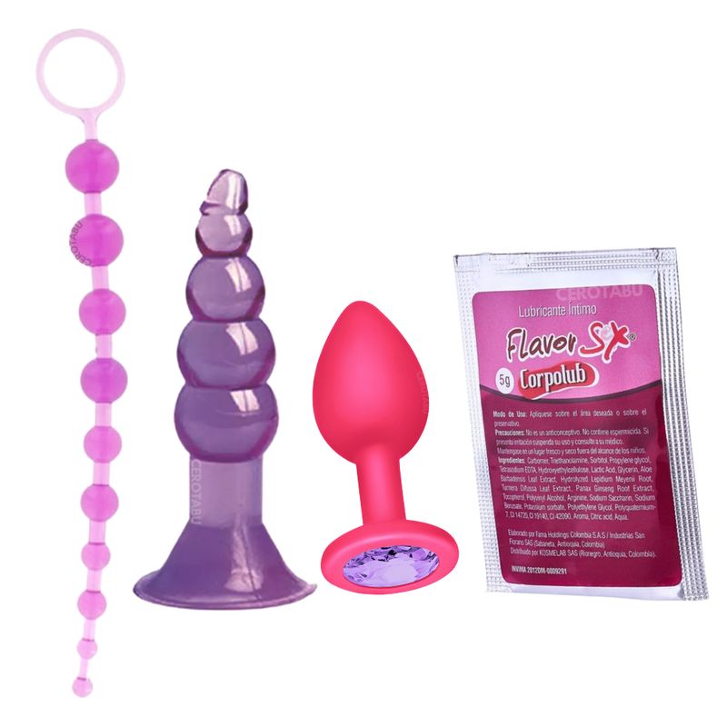 GENERICO - Kit Plug Anal X2 + Bolas Chinas Anales + Lubricante Anal 5g