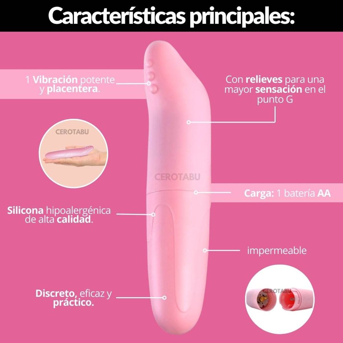 GENERICO - Bala Vibradora Consolador Vibrador Punto G Clítoris Y Anal-