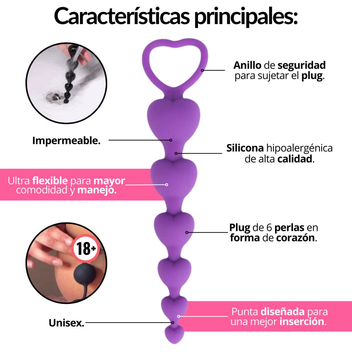 GENERICO - Bolas Anales Plug Dilatador Anal En Silicona Juguete Sexual Morado