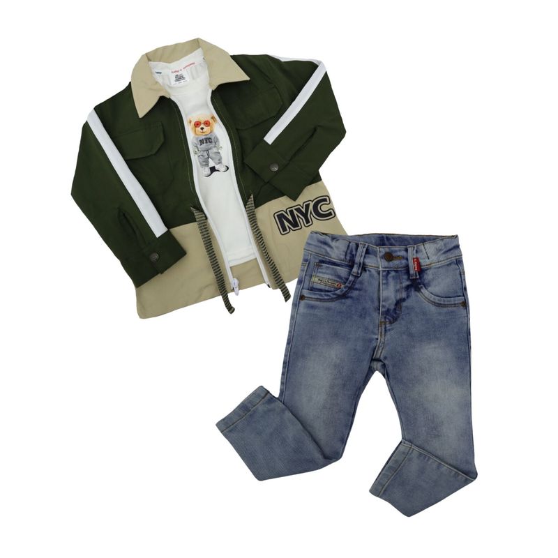 2 1 BABYS COMPANY - Conjunto Con Chaqueta Niño Roja o Verde Tallas 1T y 4T._.