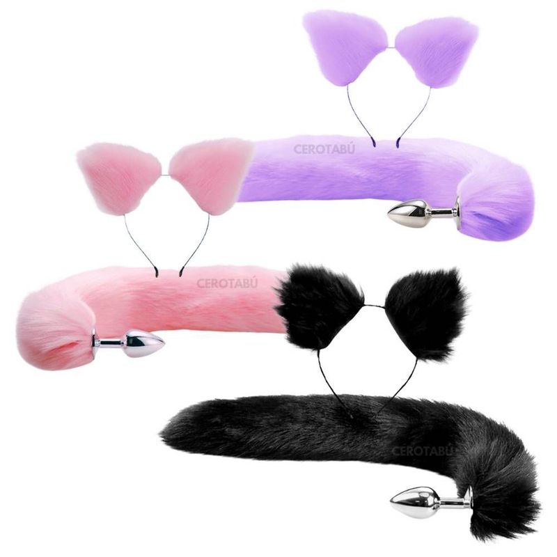 GENERICO - Kit Orejas Zorro Plug Estimulador Anal En Acero Juguete Sexual