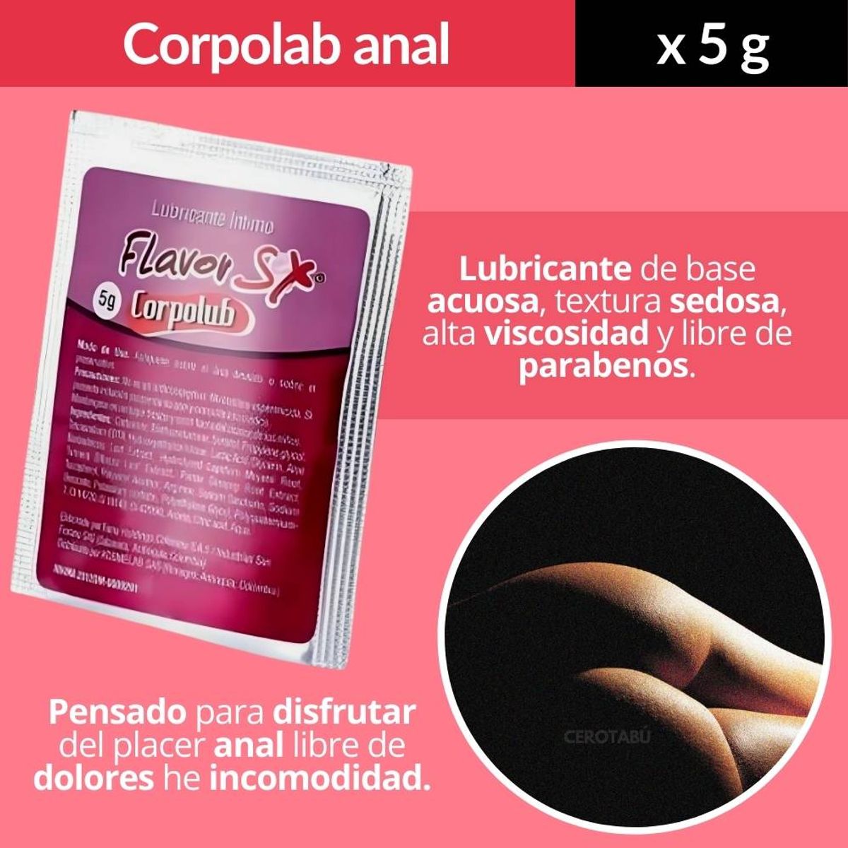 FLAVOR SEX - Lubricante Anal En Crema Relajante Muscular Flavor x5 g