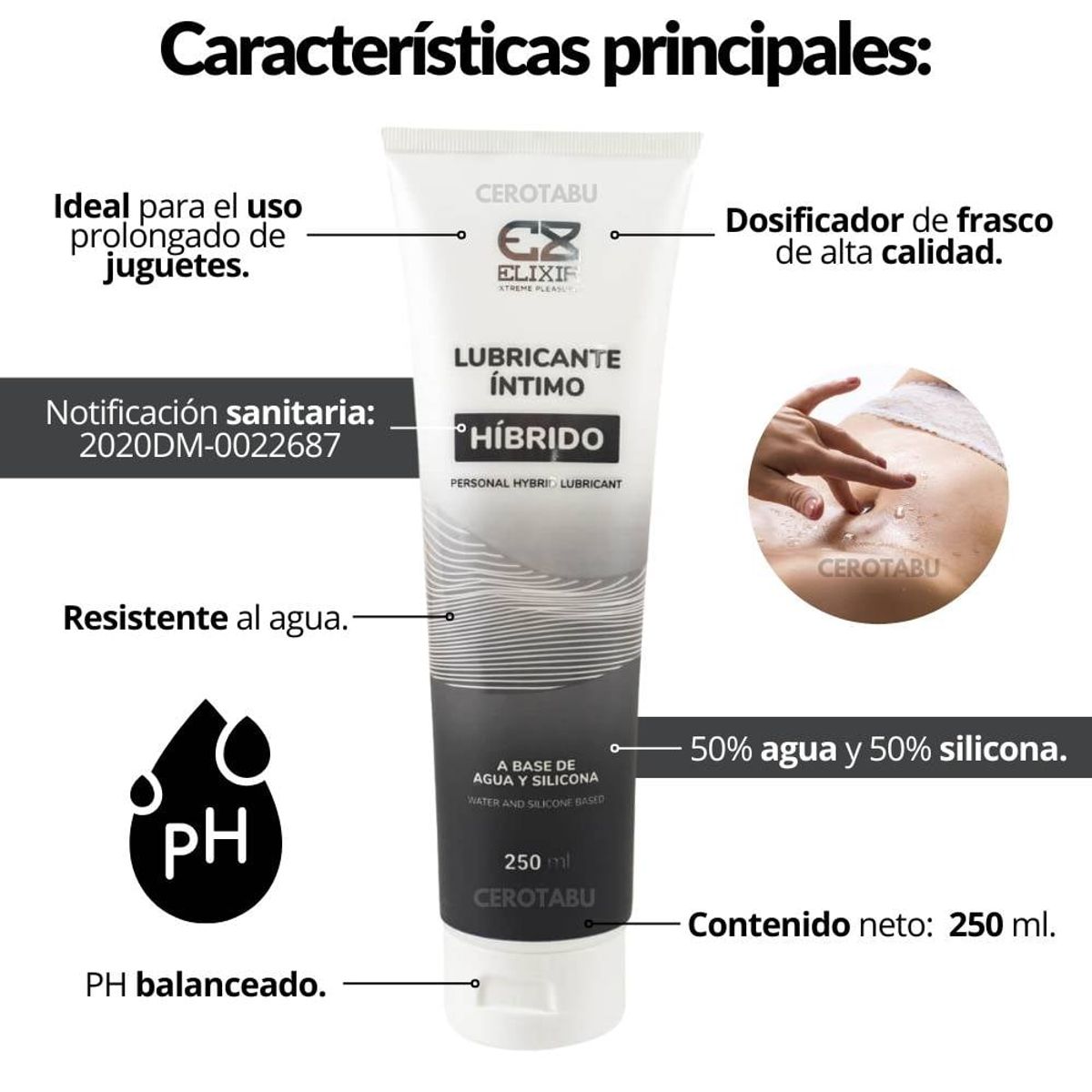 ELIXIR - Lubricante Hibrido Elixir Agua Y Silicona 250ml