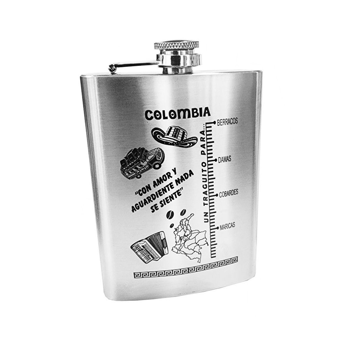 DAYOSHOP - Licorera Whiskera Acero Artesanía Paisaje Jigger Colombia