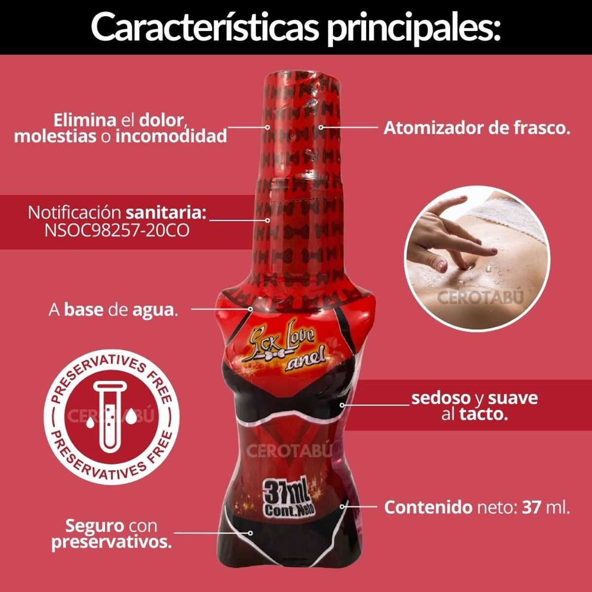 SEX LOVE - Lubricante Intimo Dilatador Anal En Spray x 37ml