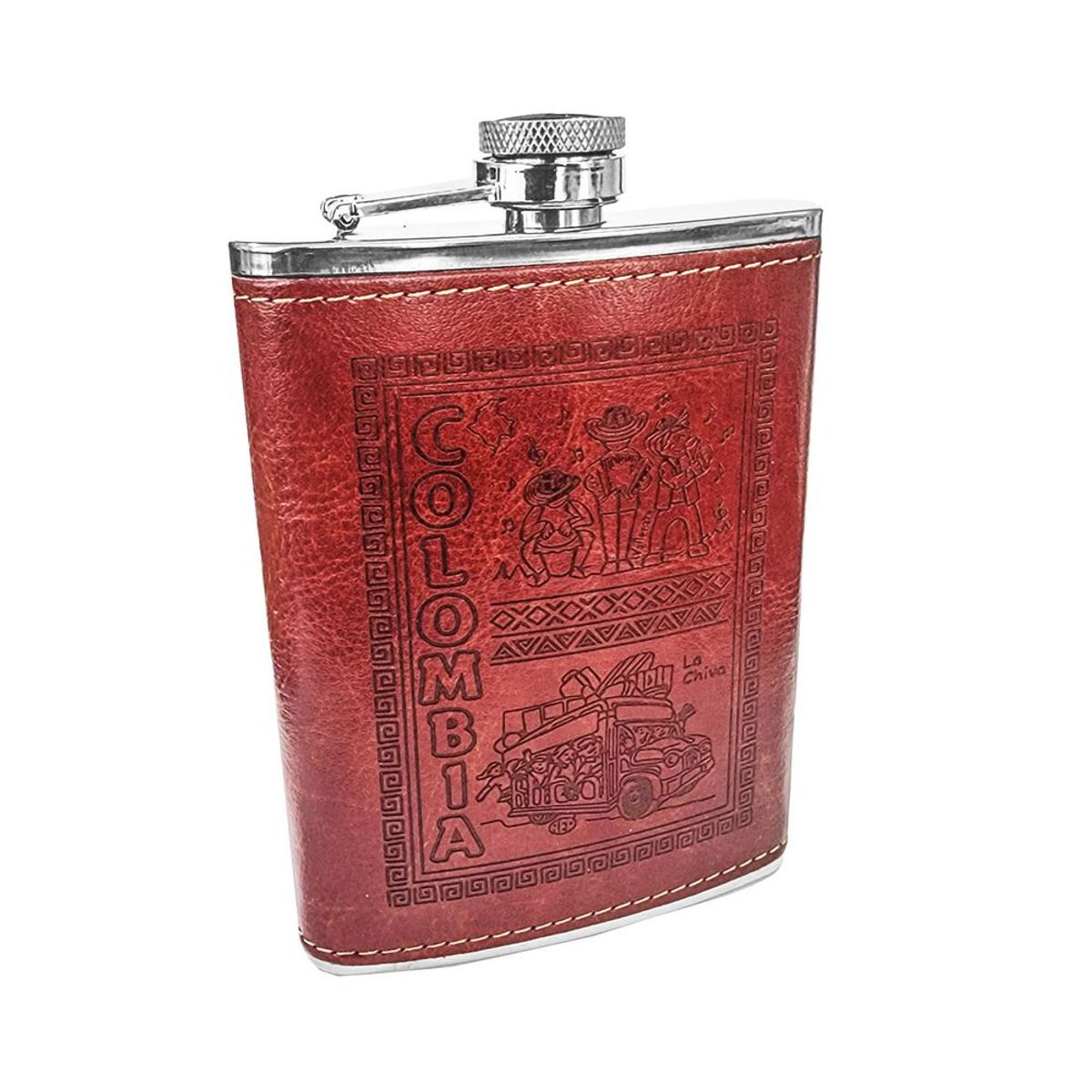 DAYOSHOP - Licorera Whiskera Cantimplora Cuero Acero Artesanía Colombia