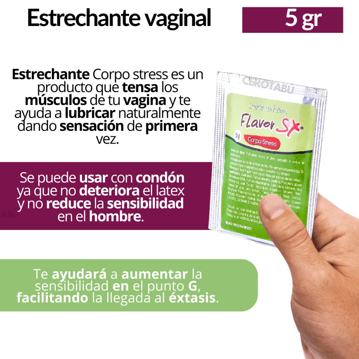 FLAVOR SEX - Lubricante Intimo Estrechante Vaginal Flavor x5 g