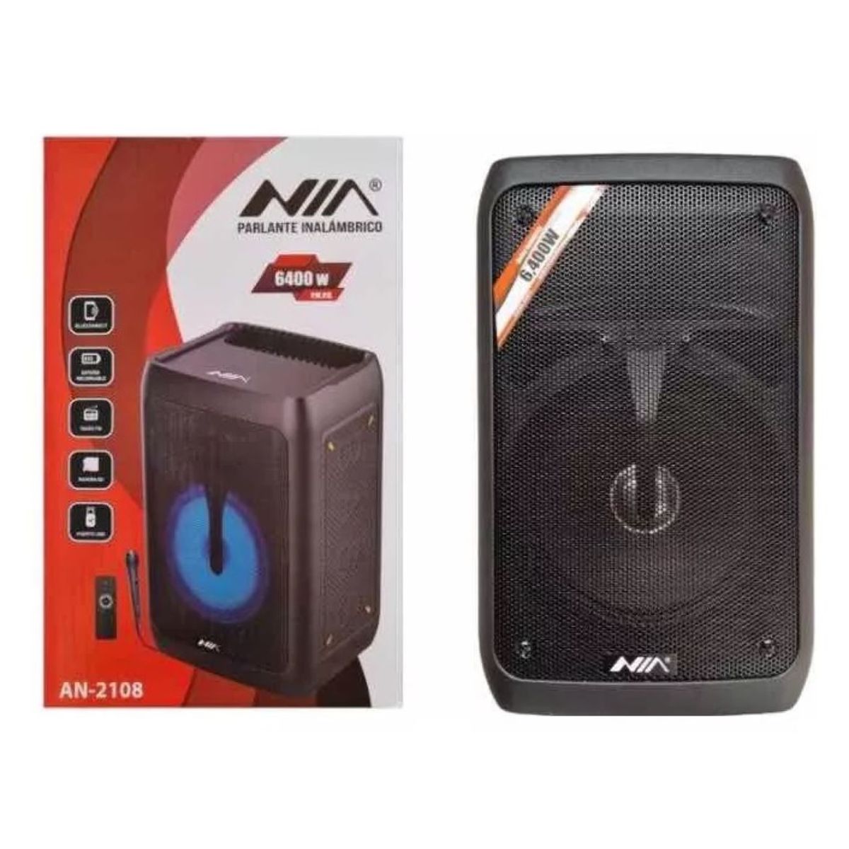 NIA - Cabina Parlante De Sonido 8 Pulgadas Con Microfono Bluetooth