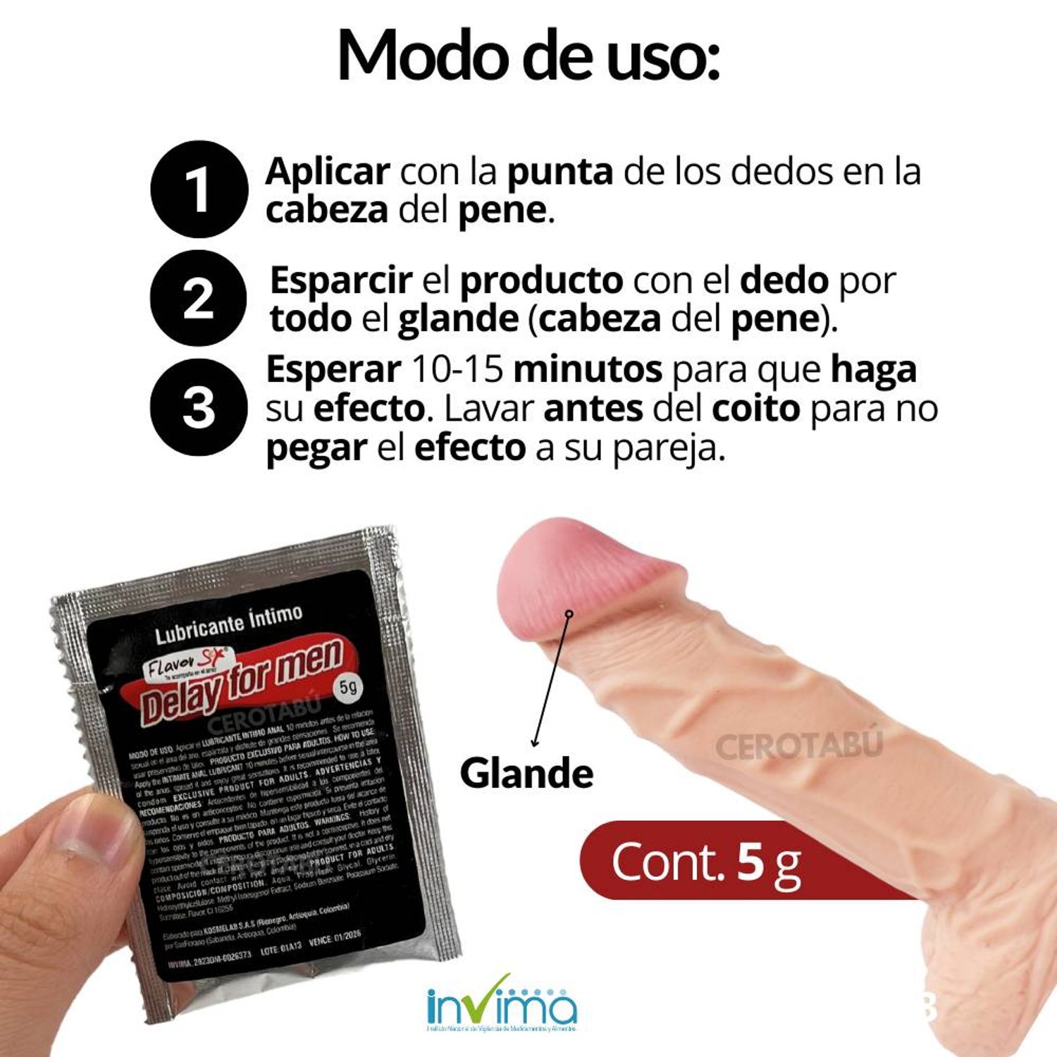 Lubricante Intimo Retardante Masculino Flavor 5g- FLAVOR SEX