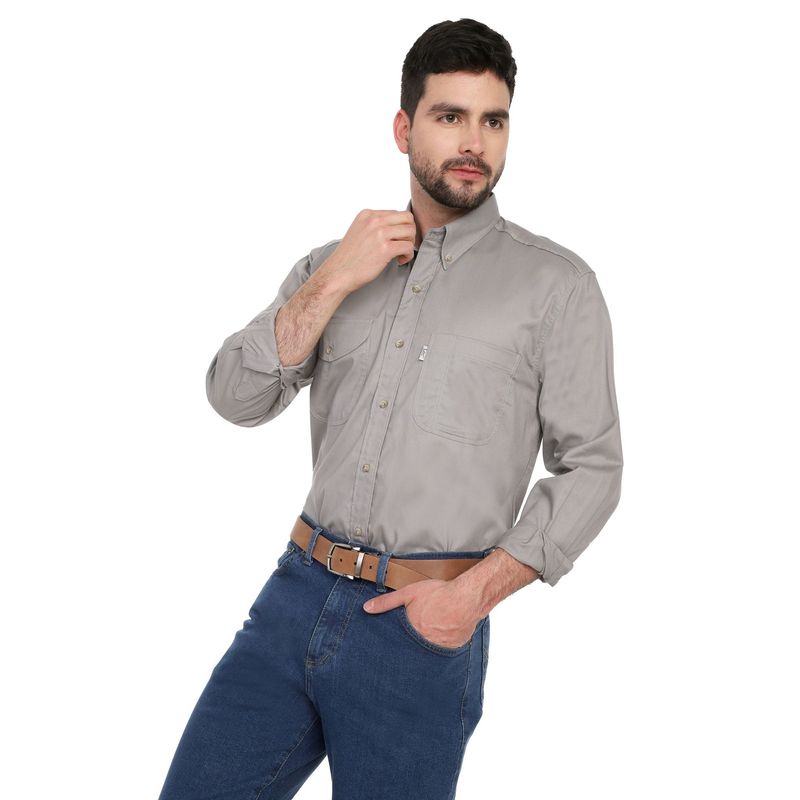 LEC LEE - Camisa Basic Manga Larga Lec Lee para Hombre - Gris Claro-