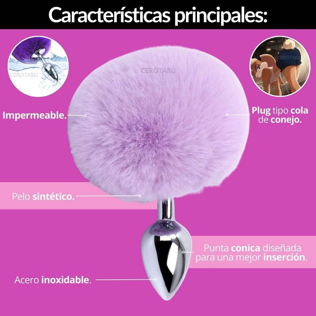 GENERICO - Plug Anal Cola Conejo Dilatador Anal Juguete Sexual Negro