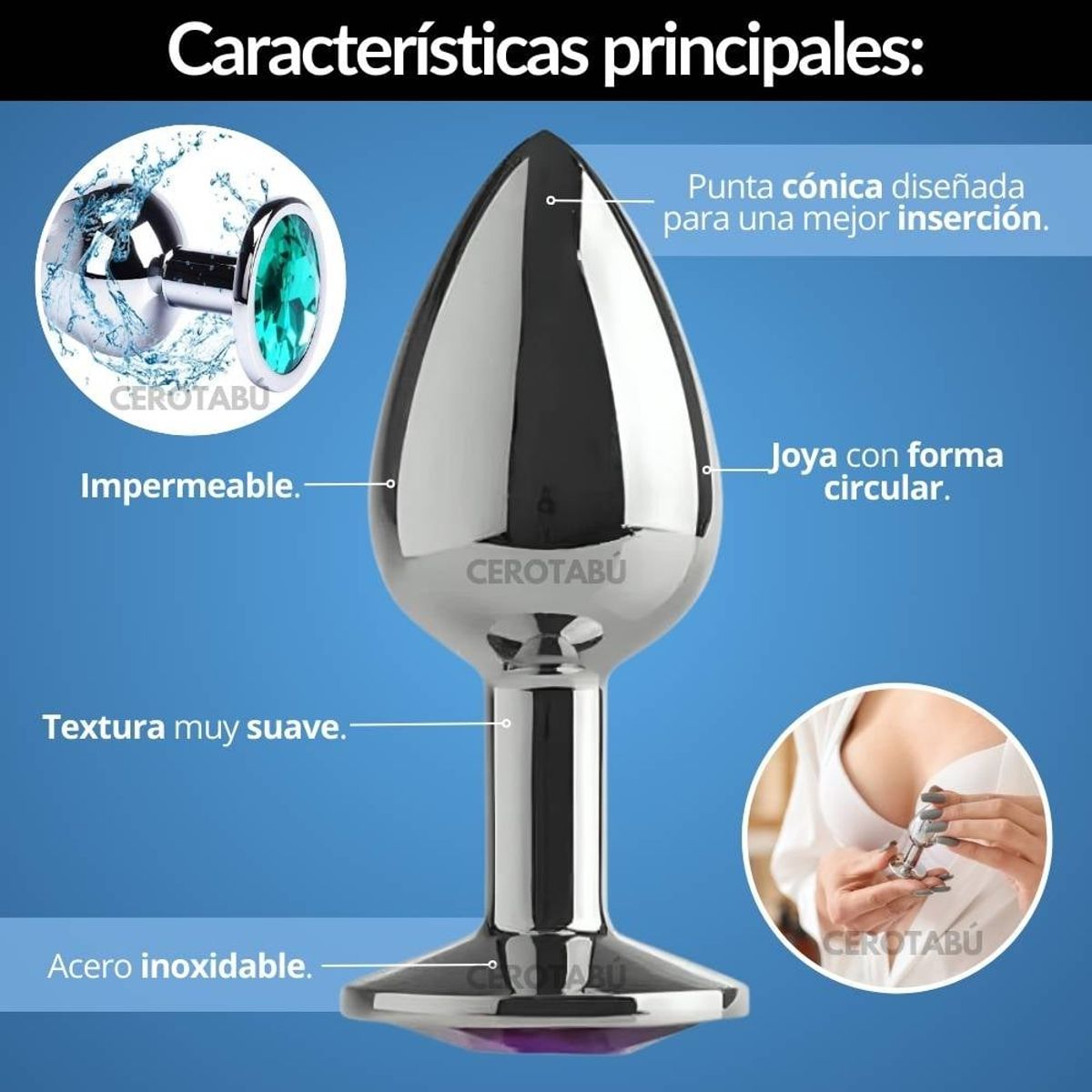 GENERICO - Plug Anal Dilatador Anal En Acero Talla S Juguete Sexual Morado