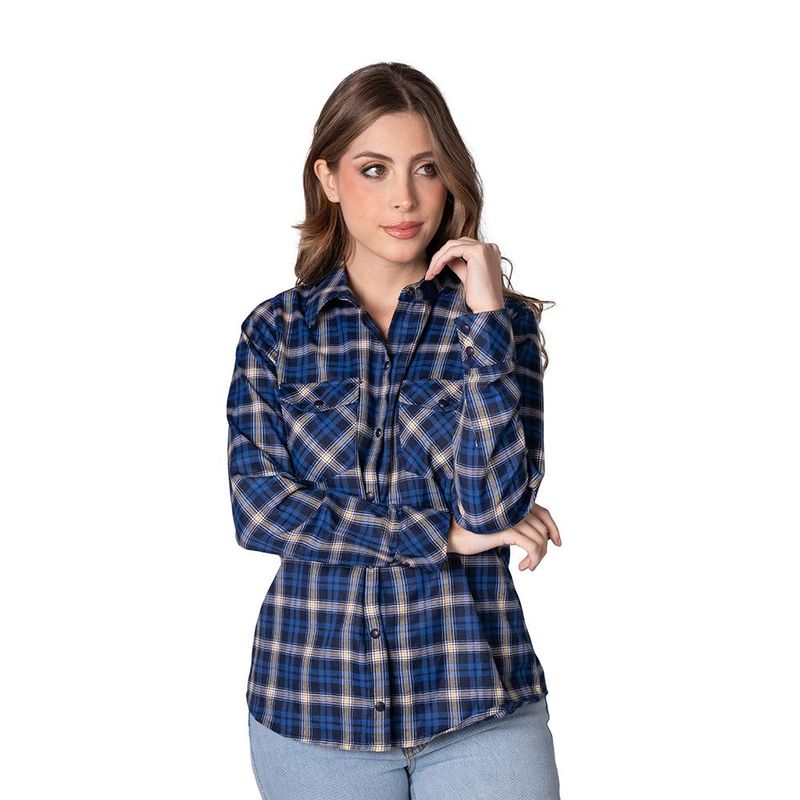 LEC LEE - Blusa a Cuadros para Mujer Lec Lee - Azul