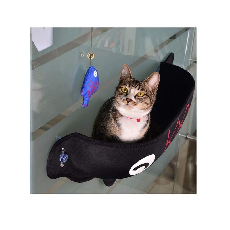 SOLEPET - CAMA DE GATO ACOLCHADA PARA VENTANA-PEZ NEGRO