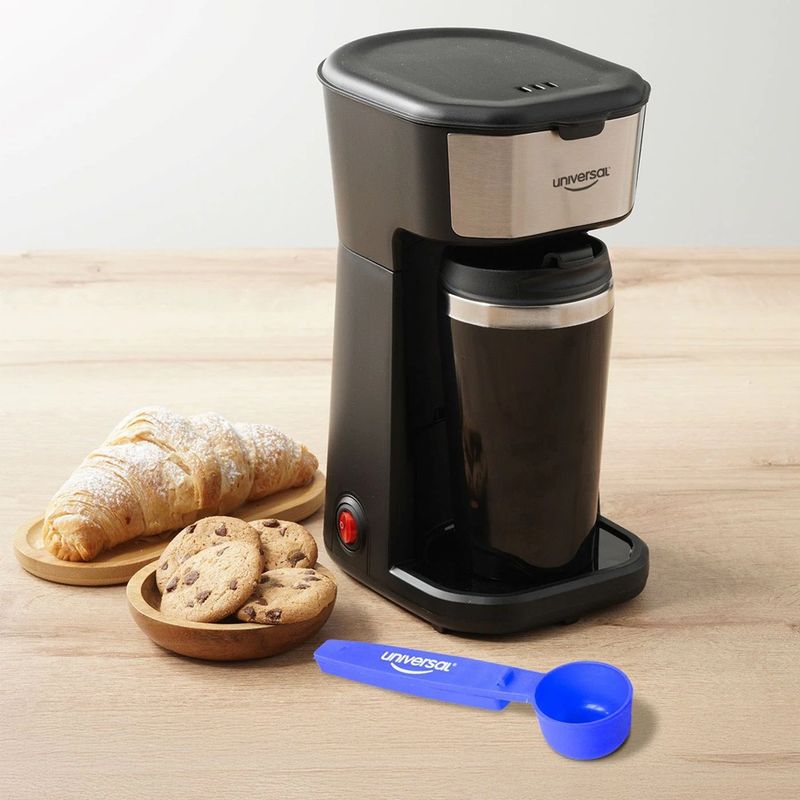UNIVERSAL - Cafetera Personal de 1 solo Toque con Taza de Acero Inox Universal
