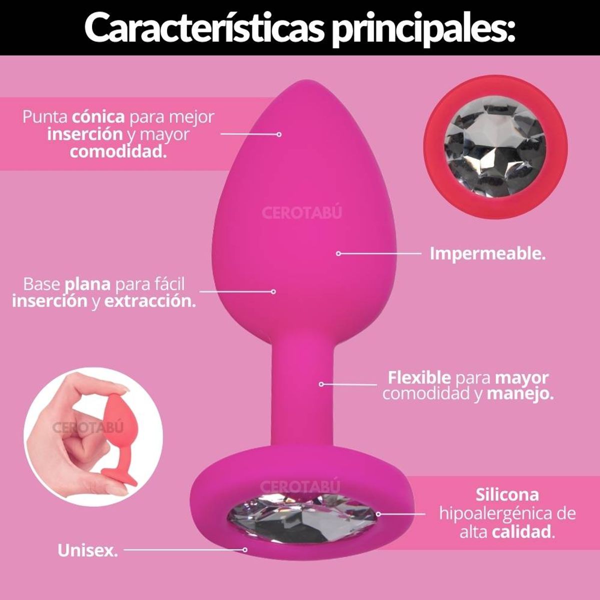 GENERICO - Plug Anal En Silicona Dilatador Consolador Anal Talla S Juguete Sexual